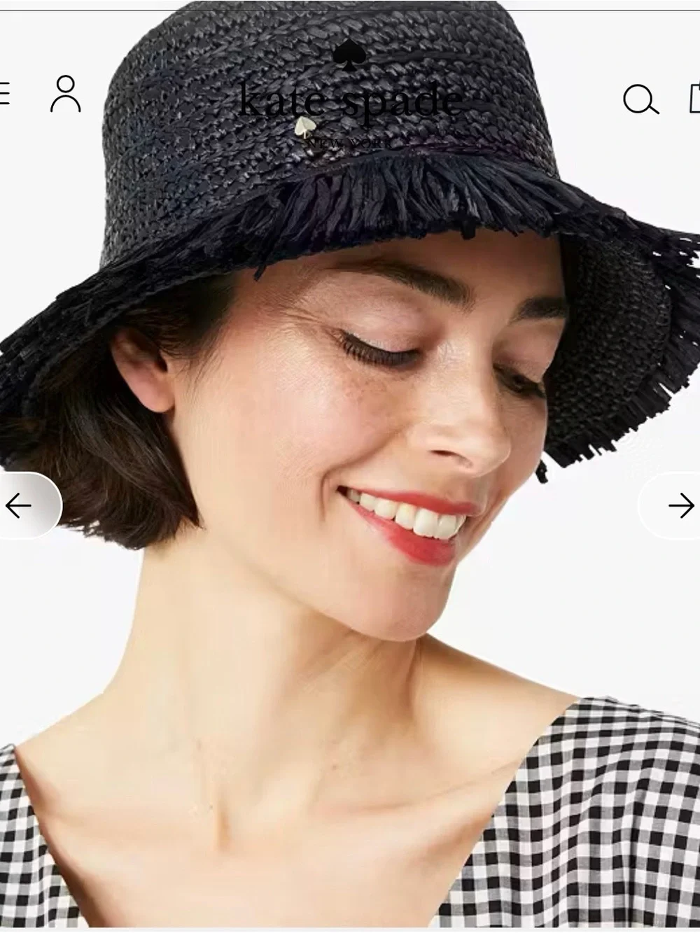 Kate Spade Frayed Raffia Straw Wide Brim Bucket Hat Women’s